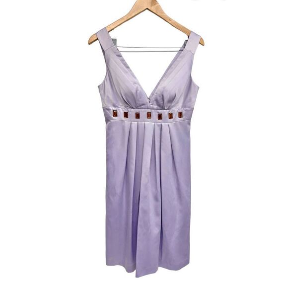 Max & Cleo Sleeveless Dress A Line V Neck‎ Size 8 Lilac Pleated Cocktail NWT - Picture 1 of 11